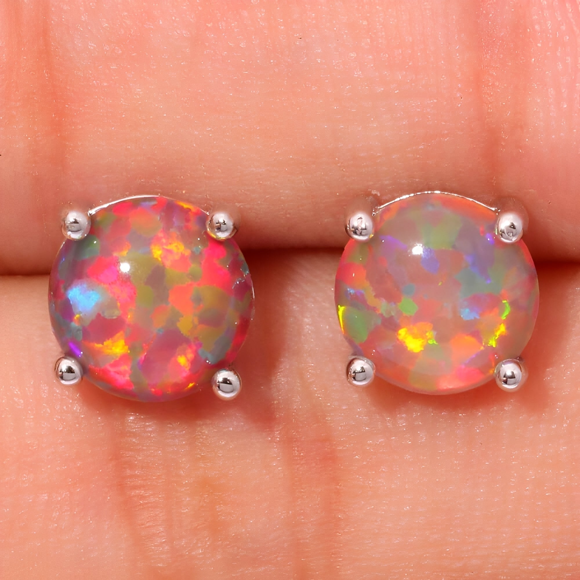 Millie – Ohrringe Feueropal Orange & Silber