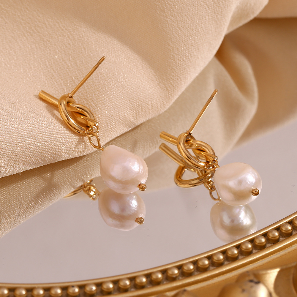 Knoten-Perlen-Ohrringe - Knoten-Perlen-Ohrstecker