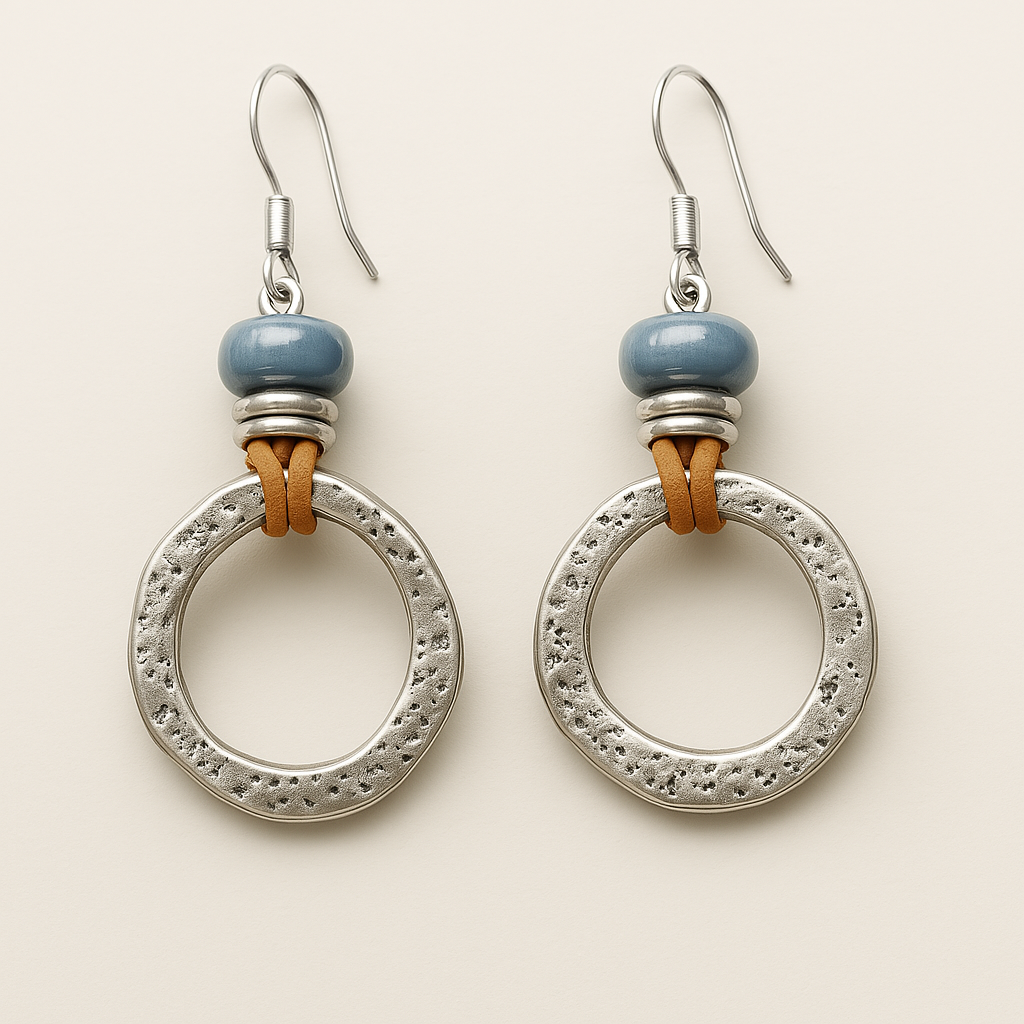 Mira – Silberne Kreis-Ohrringe im Boho-Vintage-Stil