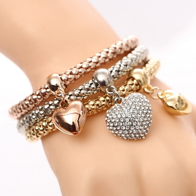 Aria – Armband aus Metall mit soliden Herzen