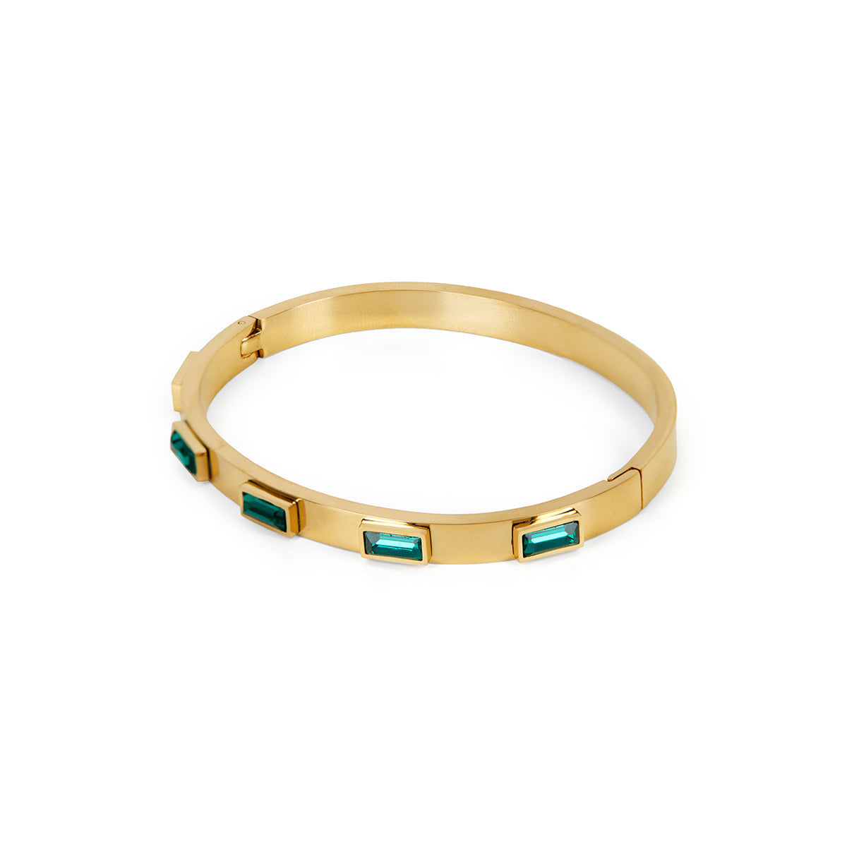 Kezz – Armband Quadratische Steine Gold/Grün
