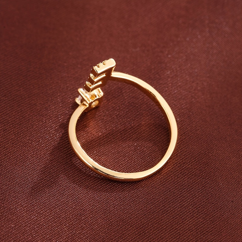 Nova – Moderner Offener Ring mit Initiale und Zirkonia