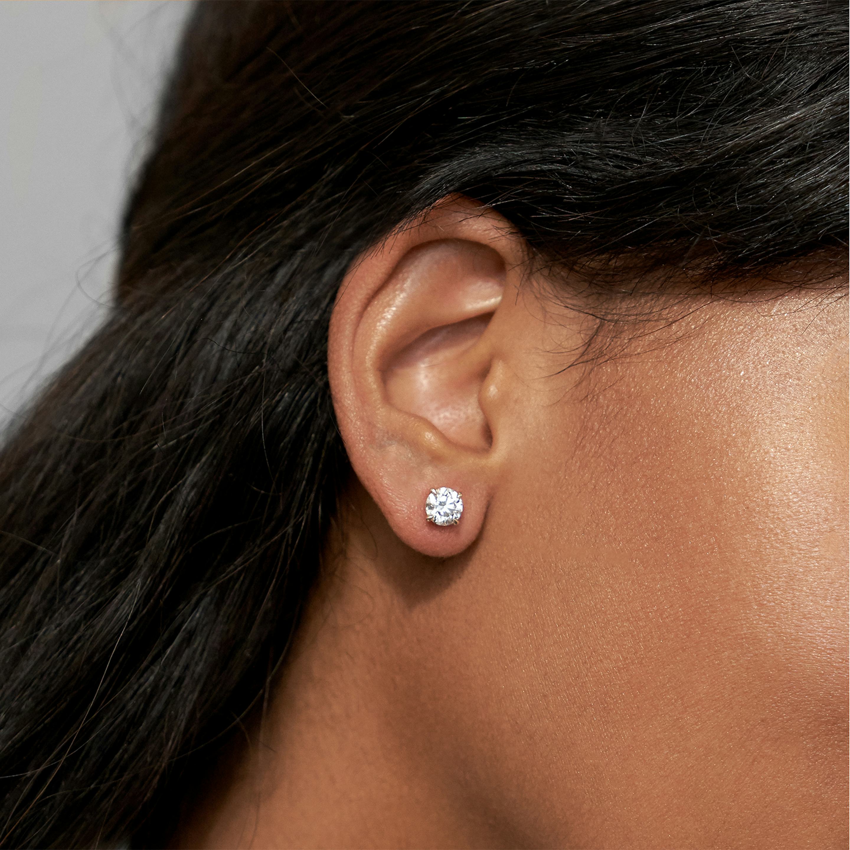 Klassische Diamant-Ohrstecker - Ohrringe mit rundem Stein