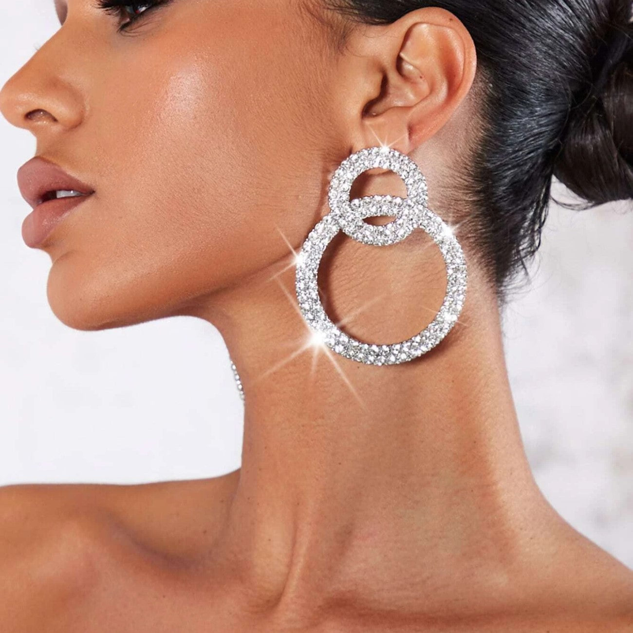 Strass Kreis Ohrstecker - Strass Intarsien Ohrringe