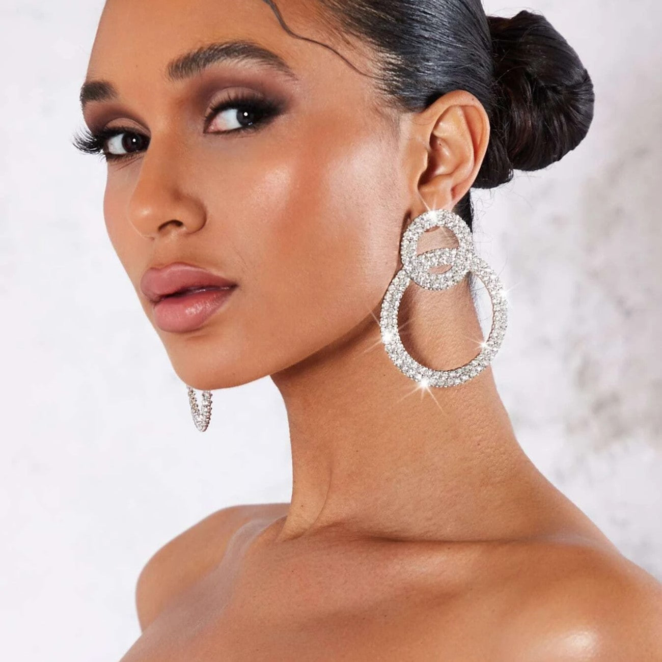 Strass Kreis Ohrstecker - Strass Intarsien Ohrringe