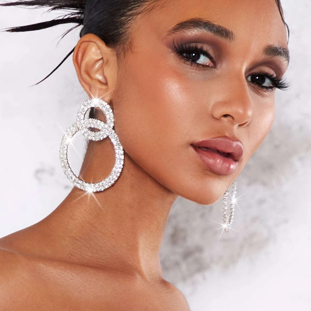 Strass Kreis Ohrstecker - Strass Intarsien Ohrringe