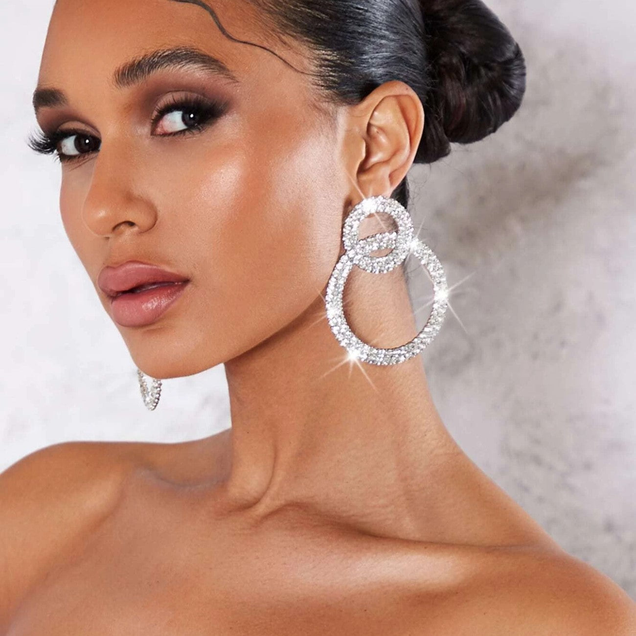 Strass Kreis Ohrstecker - Strass Intarsien Ohrringe