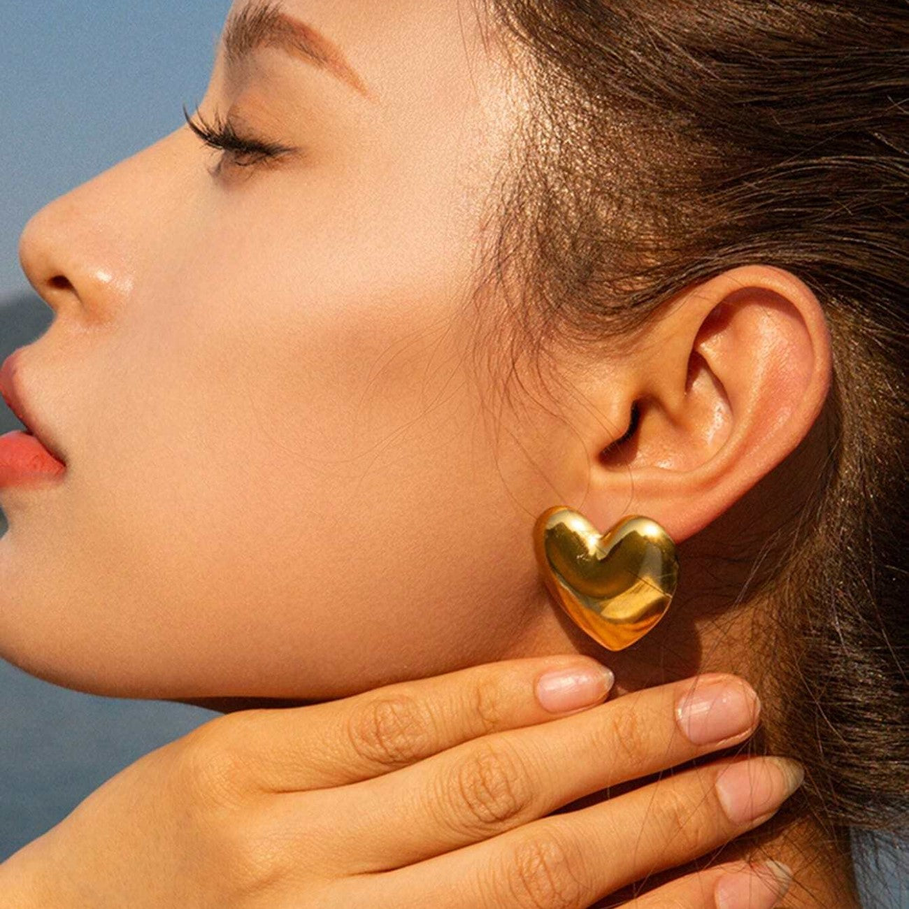 Große Herzform - Ohrstecker