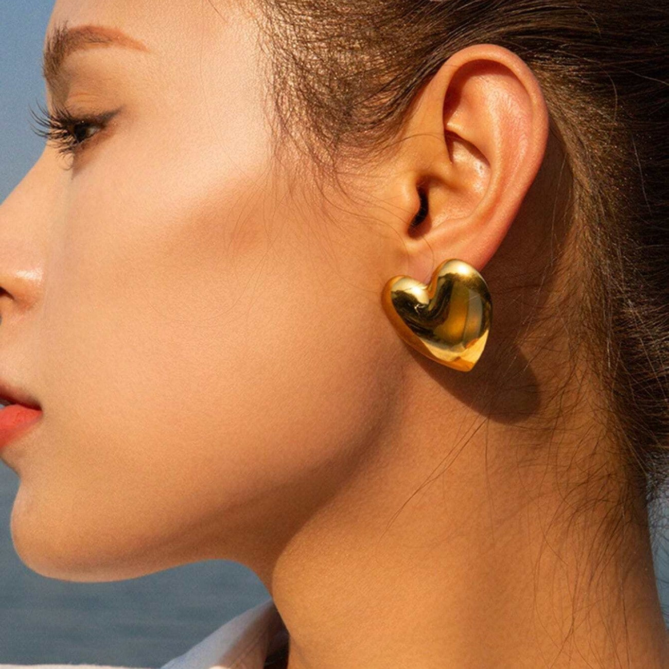 Große Herzform - Ohrstecker