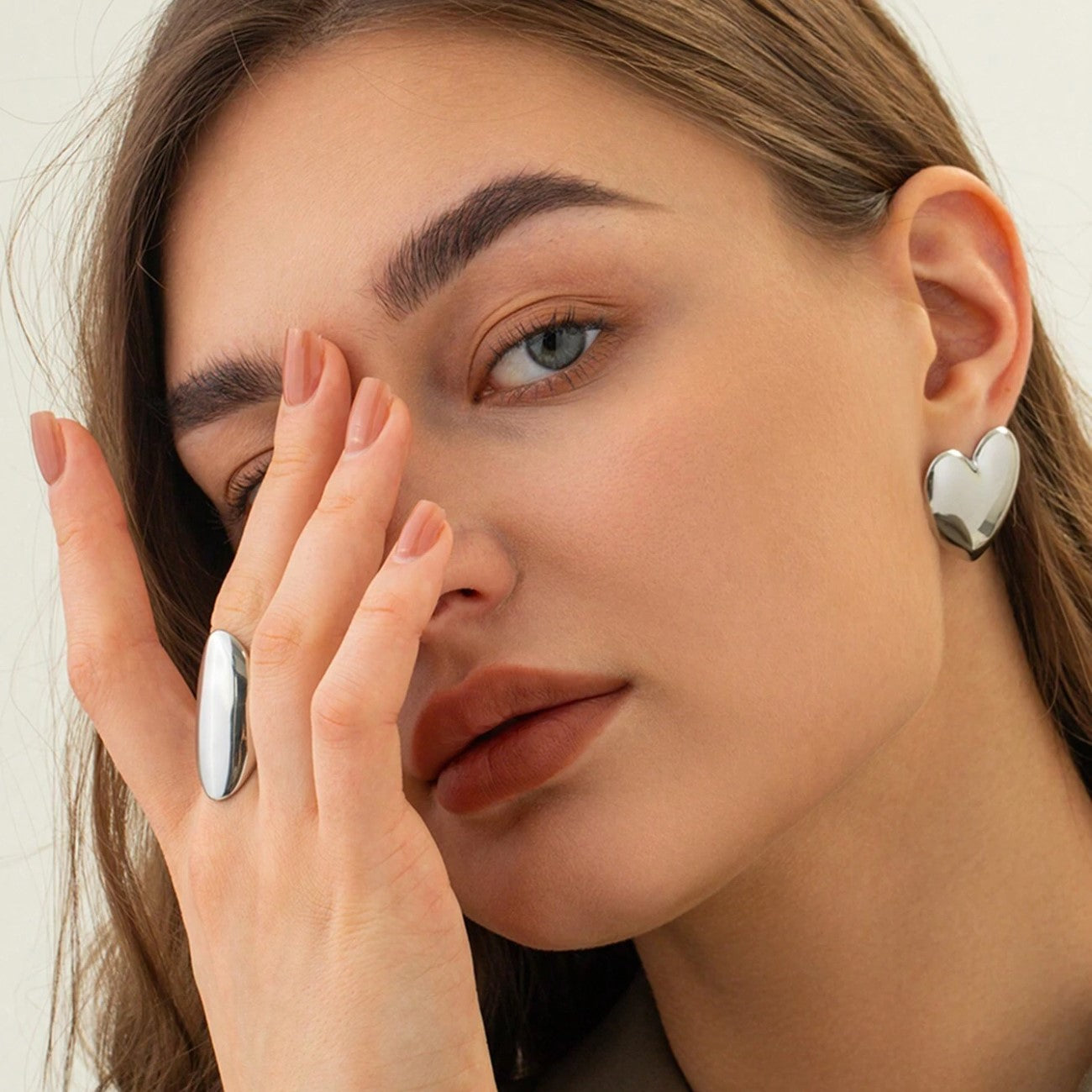 Große Herzform - Ohrstecker