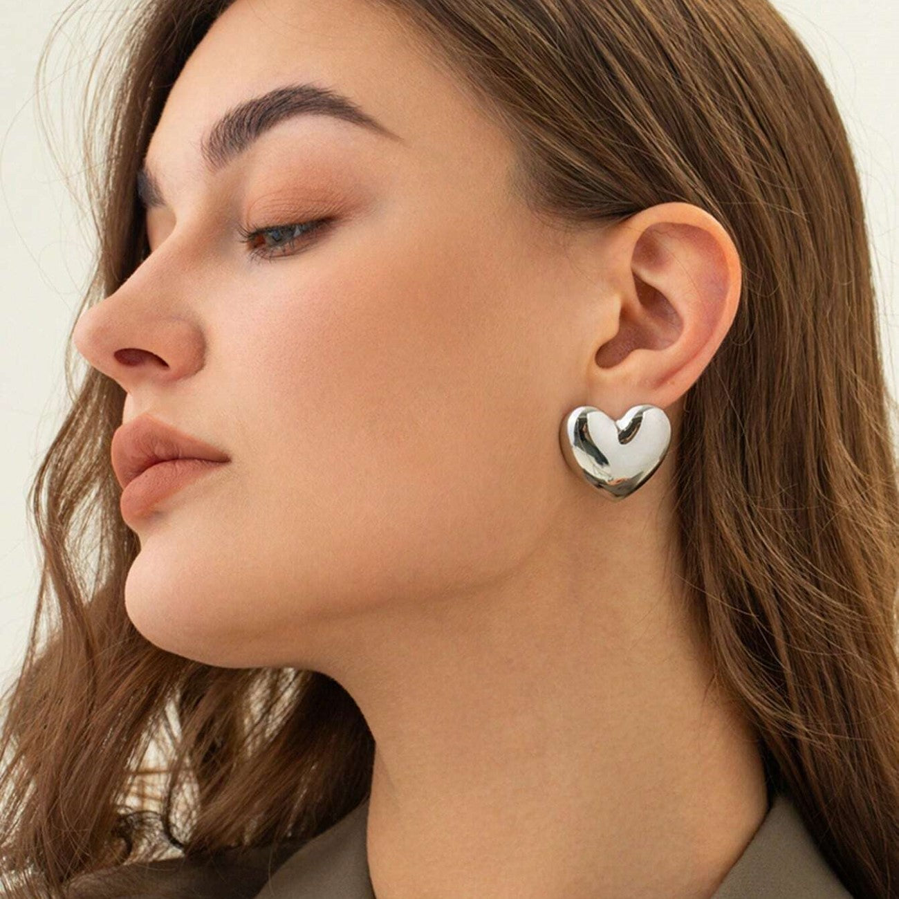 Große Herzform - Ohrstecker