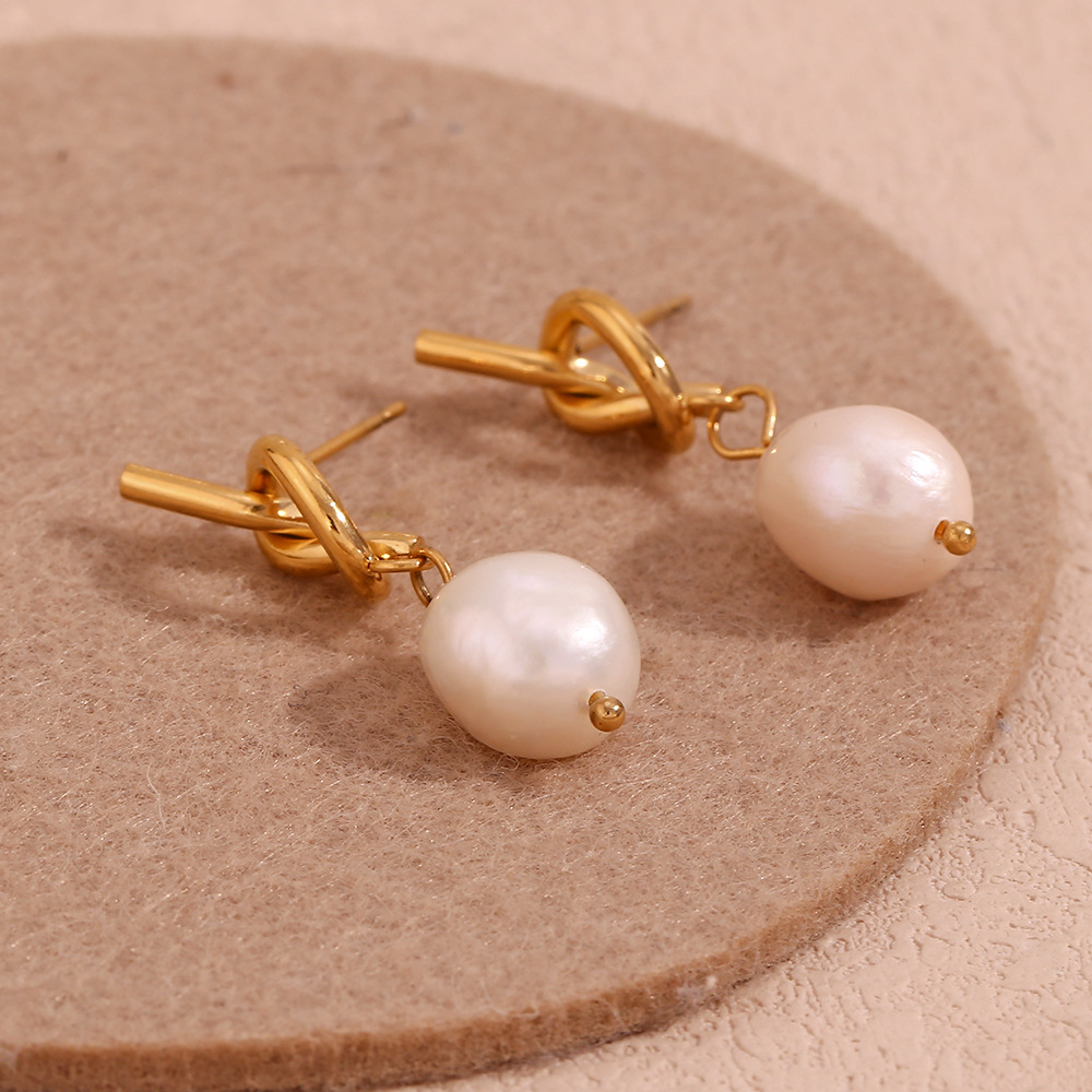 Knoten-Perlen-Ohrringe - Knoten-Perlen-Ohrstecker