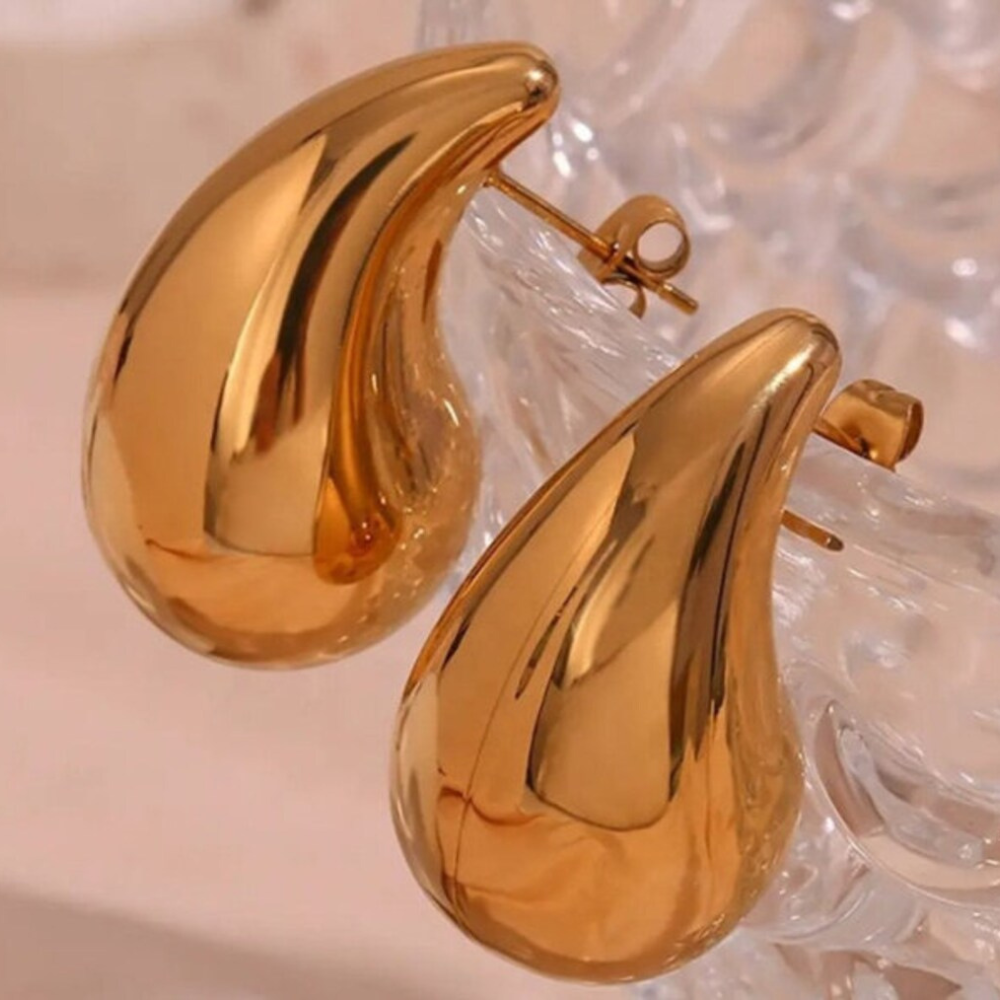 Chunky Waterdrop Ohrringe - Goldene übergroße Ohrstecker