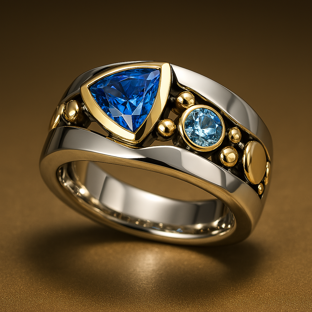 Yana – Vintage-Ring mit blauem Kristall