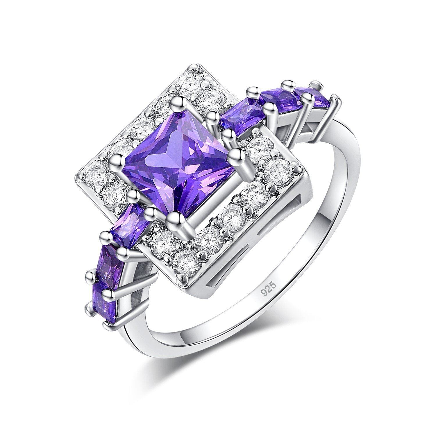 Lyra – Quadratischer Ring aus Amethyst Kristall