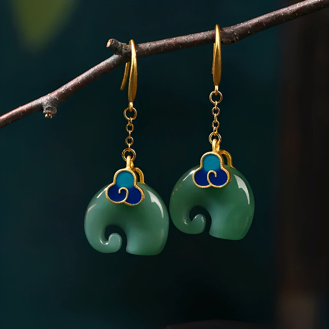 Elly – Elegante Ohrringe Grünes Retro-Element