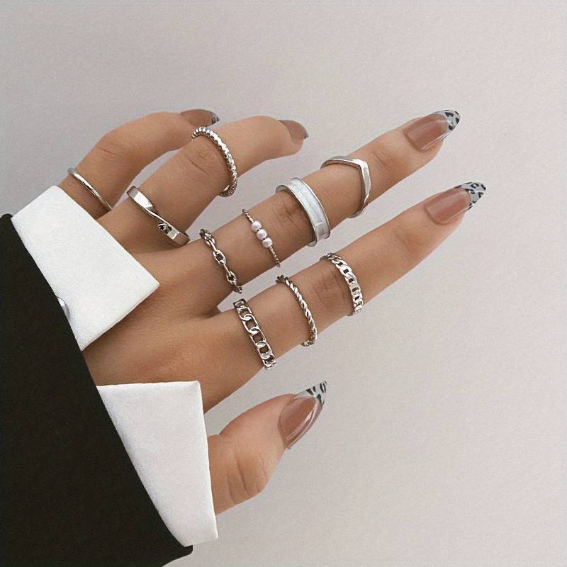 10Stück Mode Ringe - Trendy Mix & Match Ringe