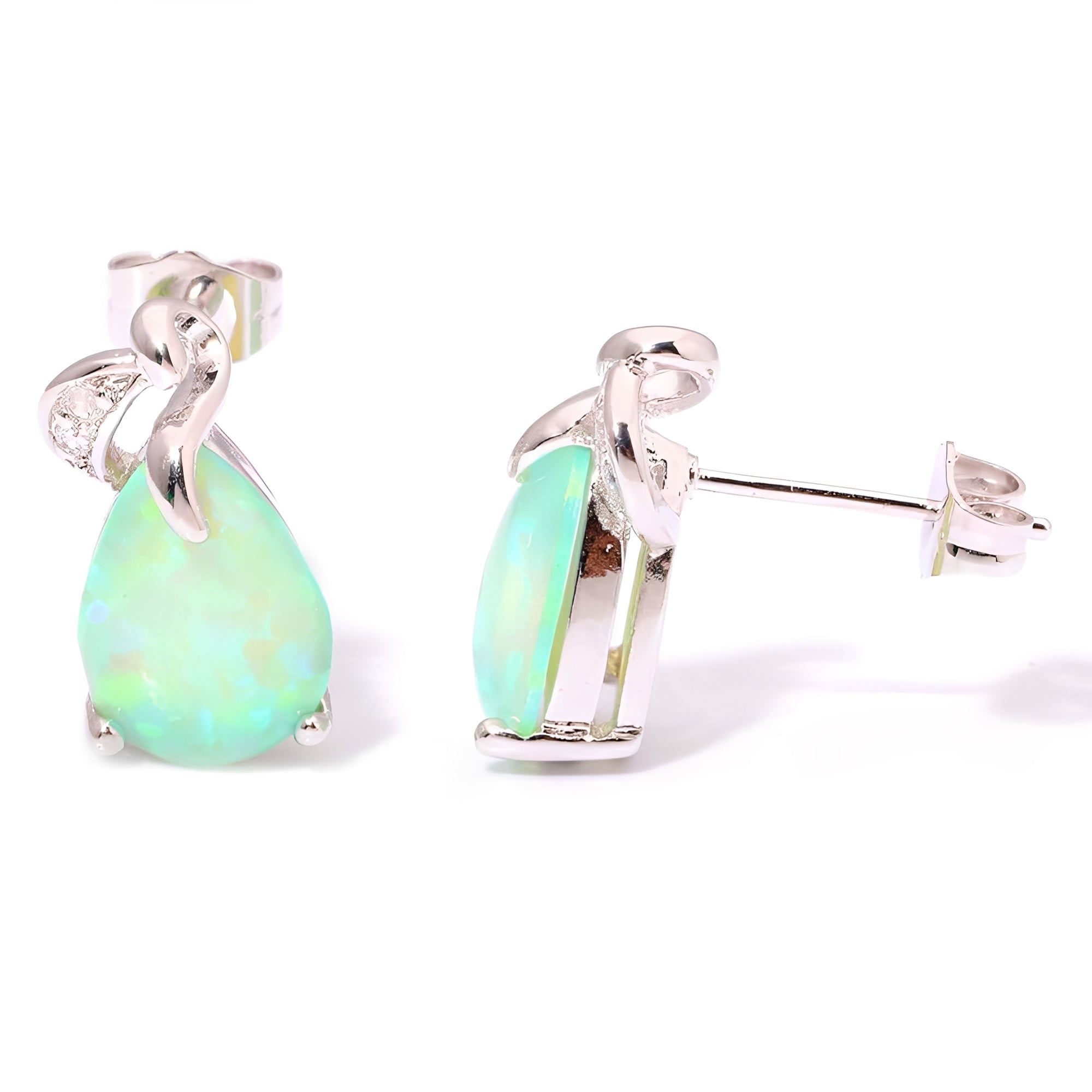 Isaline – Funkelnde Ohrringe Grüner Opal & Silber