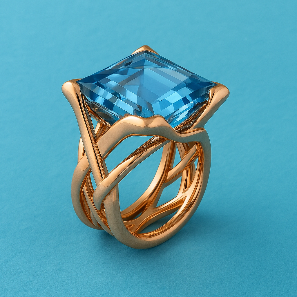 Melina – Vintage-Ring in Roségold mit blauem Zirkonia