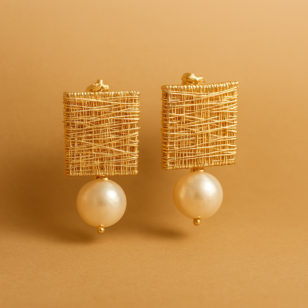 Bella – Vintage-Ohrringe mit Goldfäden und Perlen