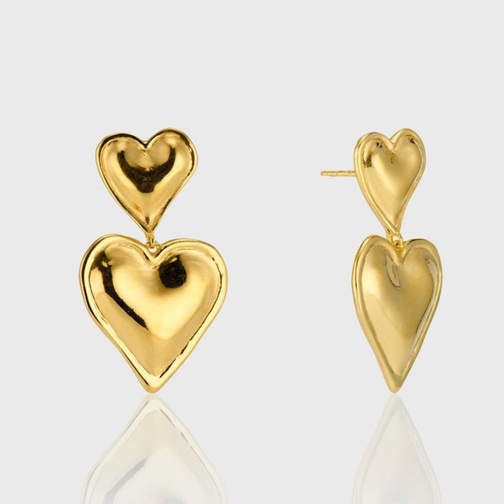 Double Heart Statement Ohrringe - Statement-Ohrring mit zwei Herzen