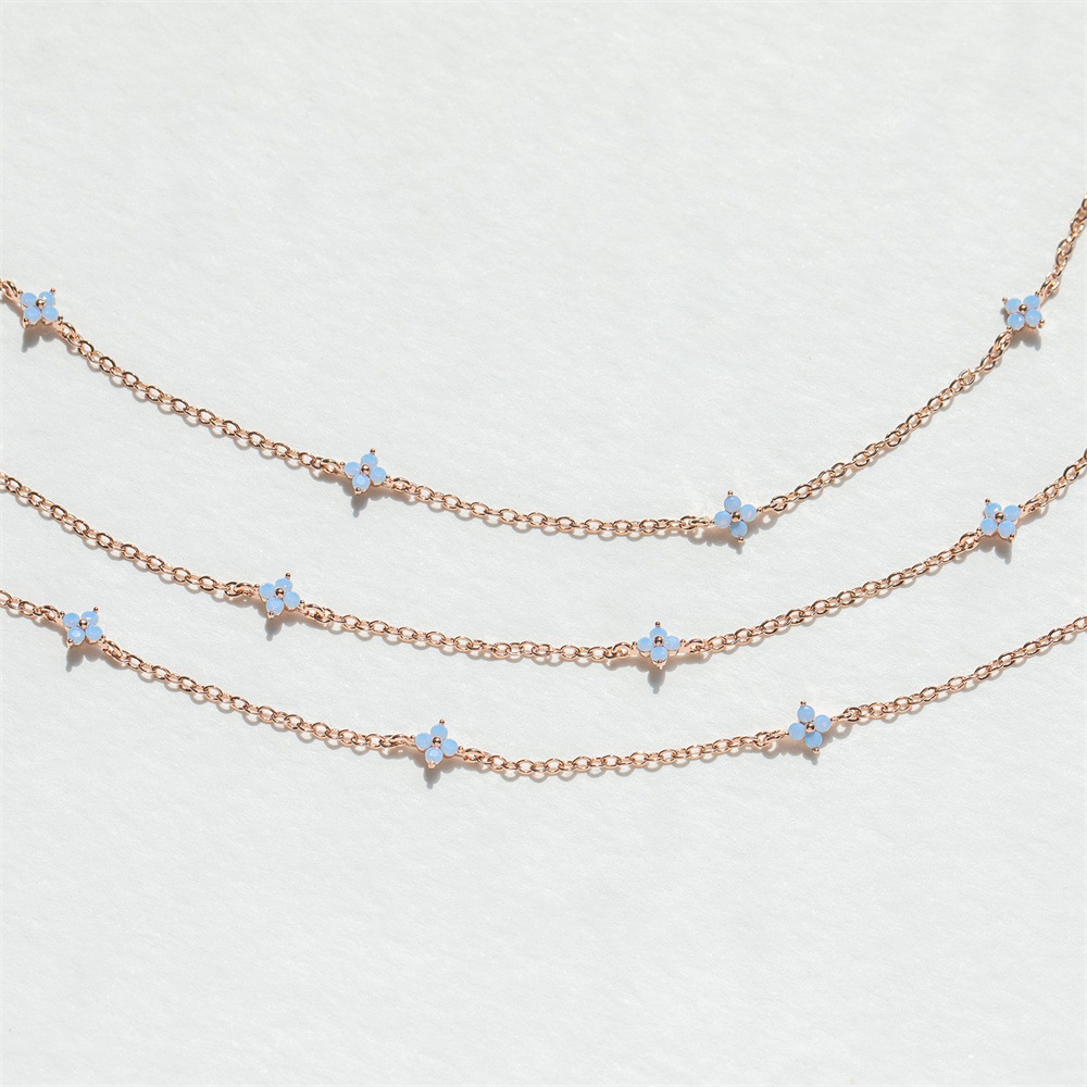 Klee CZ Blume - Intarsien-Halskette