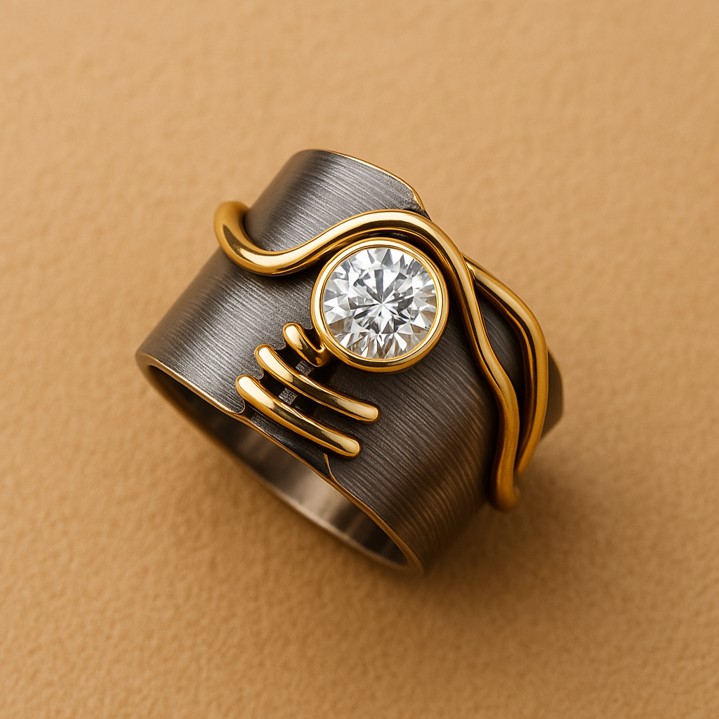 Maelis – Vintage-Ring in dunklem Silber mit Zirkonia
