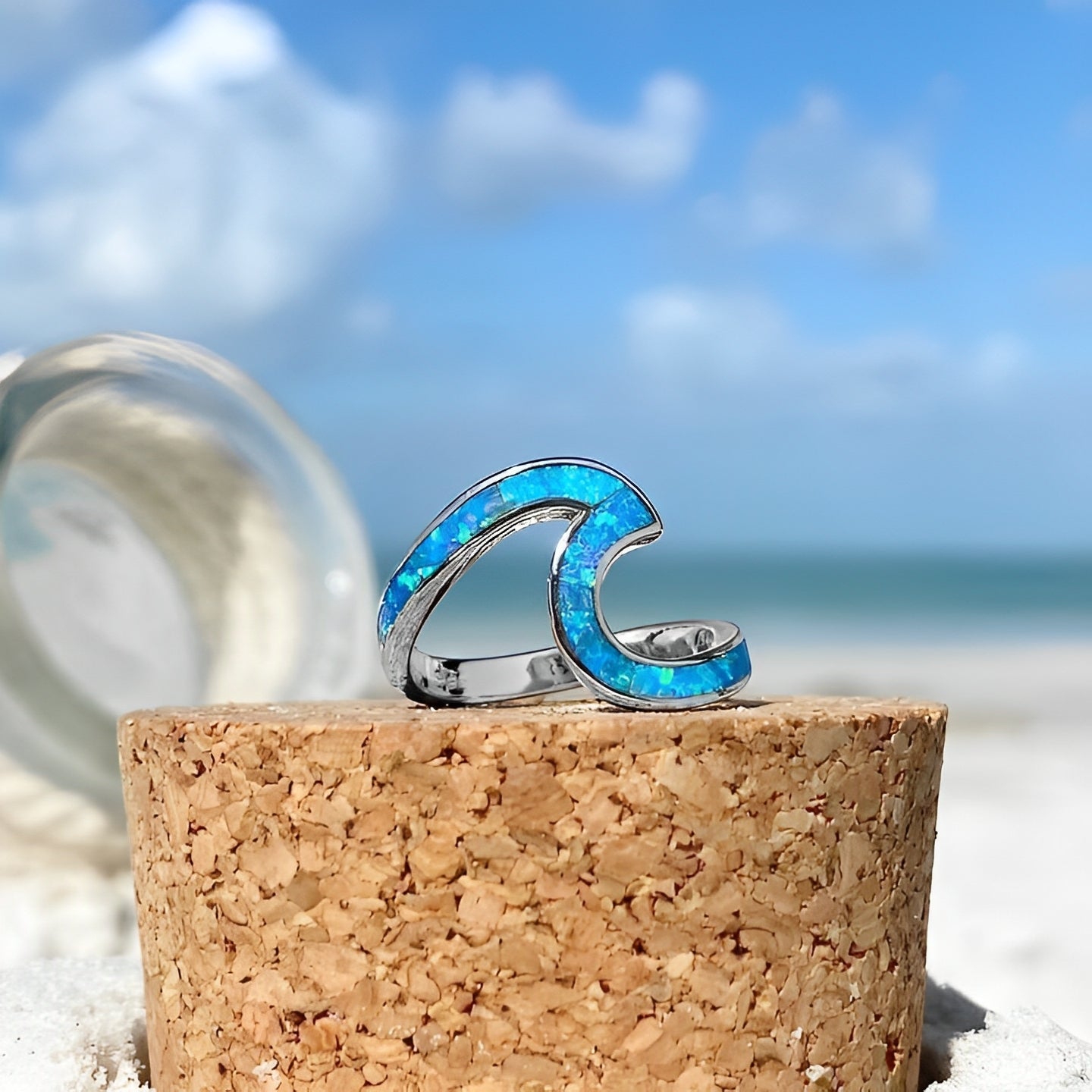 Azula – Ring Wellenschimmer mit Opal in Silber