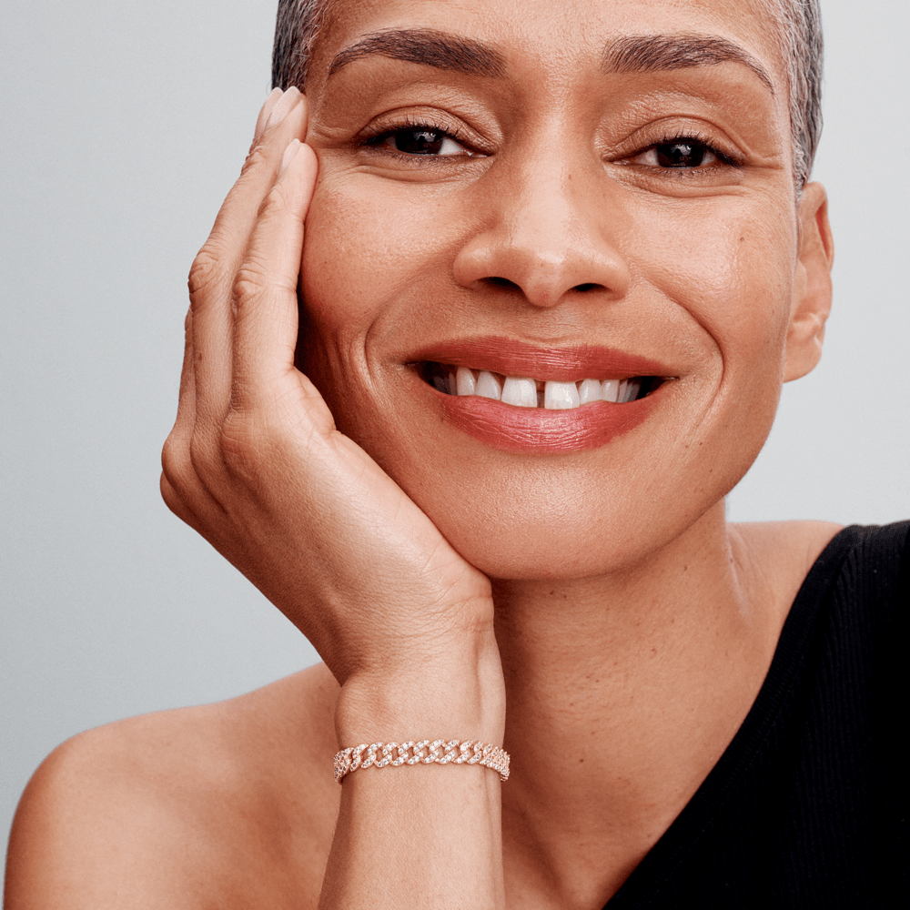 Soraya – Armband Kubanische Kette aus Moissanit Gold 18K