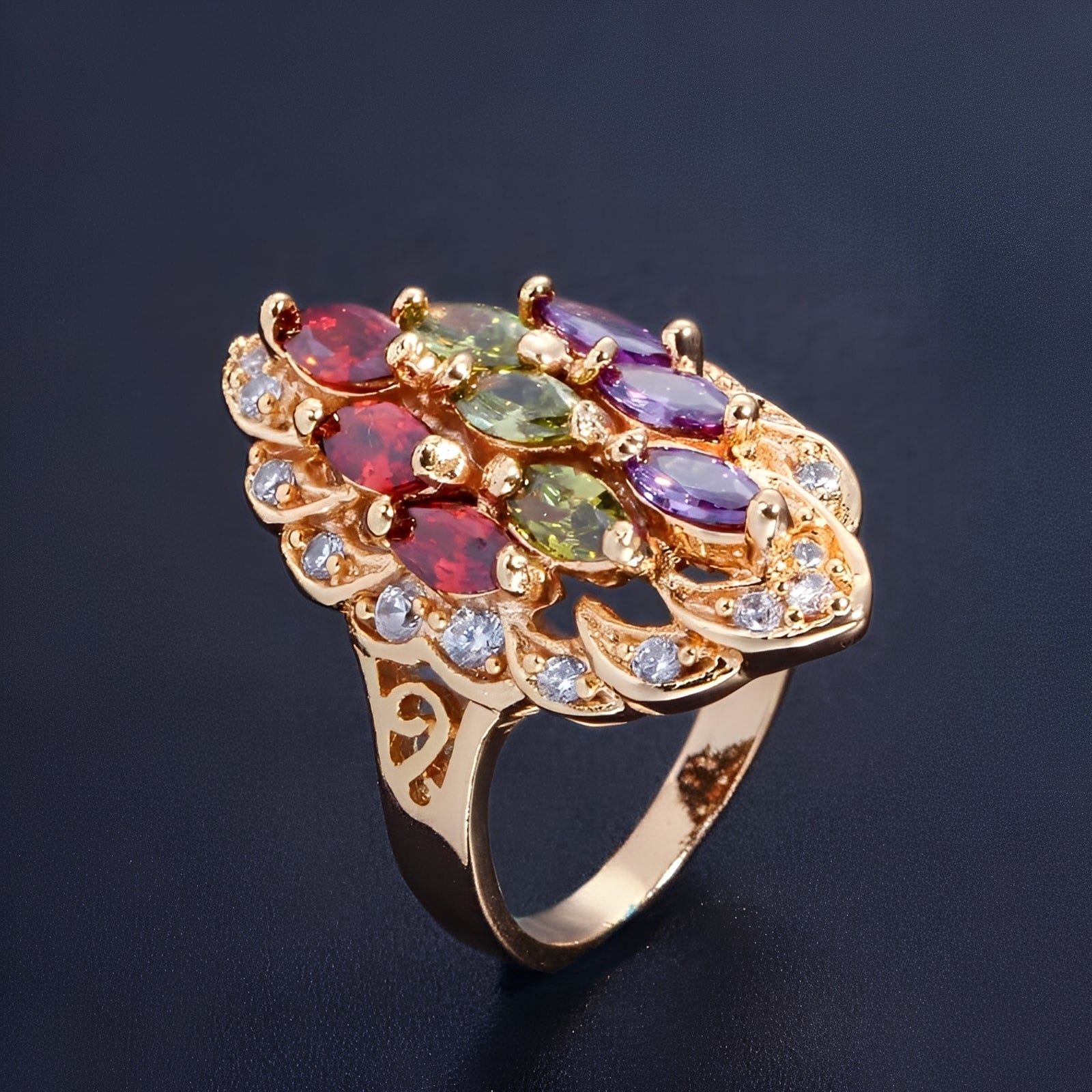 Naelle – Ring Trio Amethyst Peridot Rubin