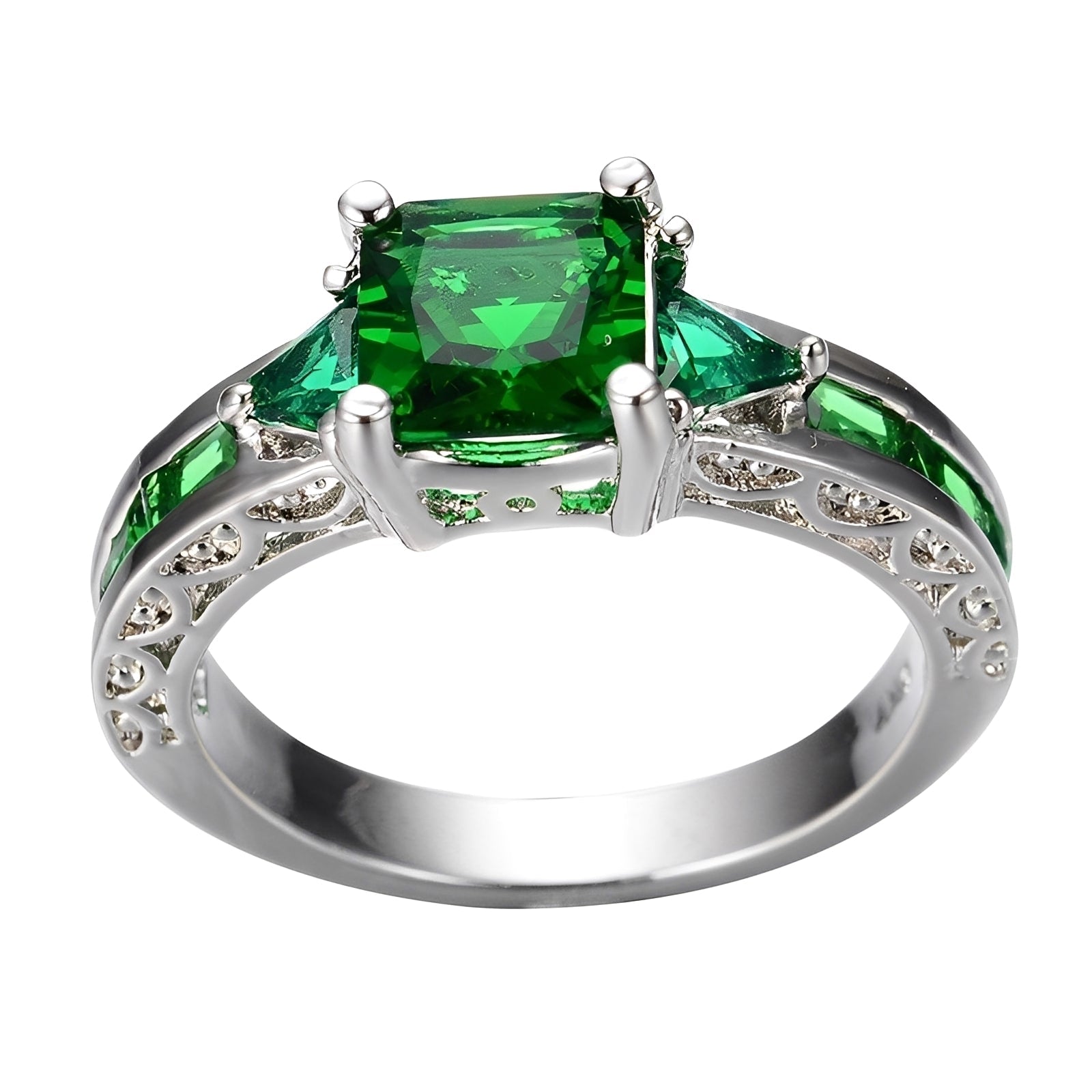 Manon – Feiner Ring Weiß Gold Emerald