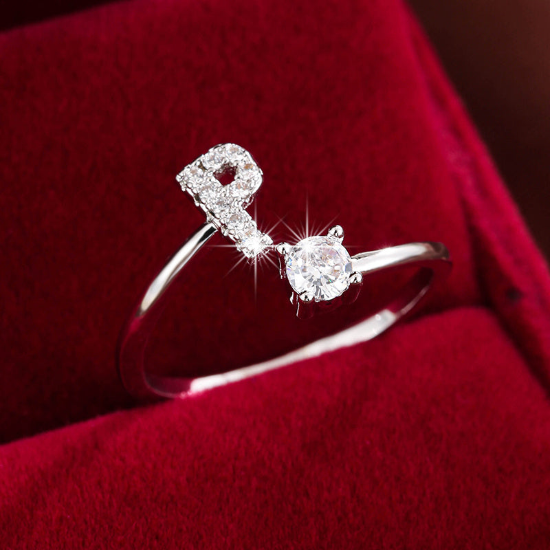Nova – Moderner Offener Ring mit Initiale und Zirkonia