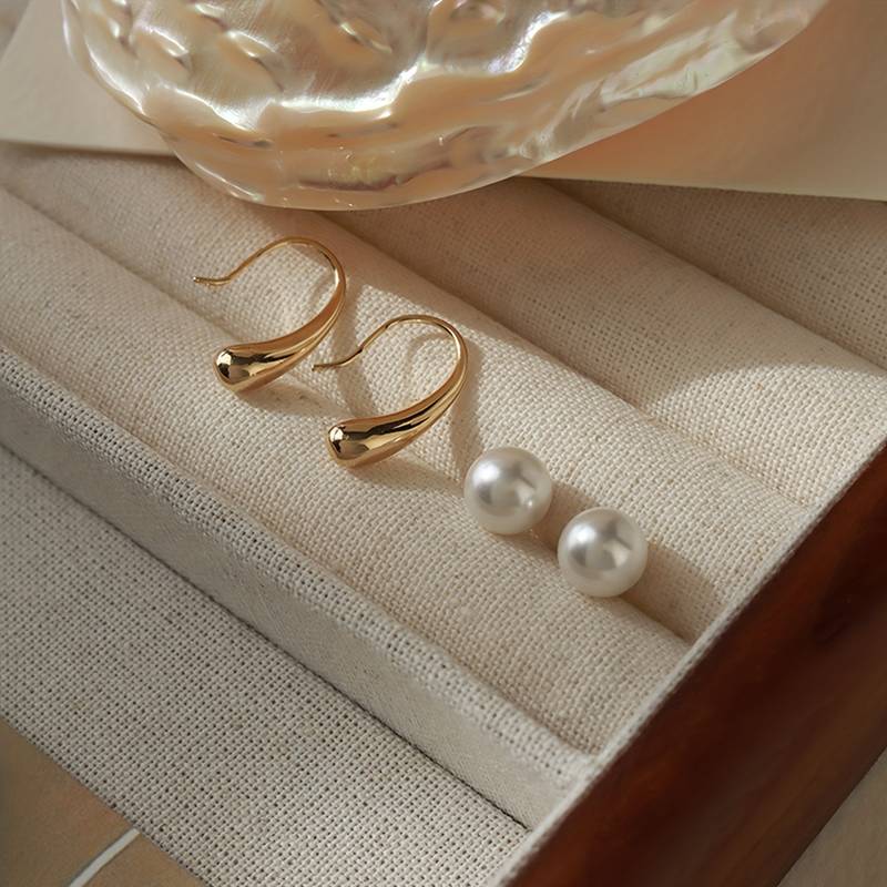 Perlen Wassertropfen Ohrring - Wassertropfen Ohrring mit Perlenverschluss