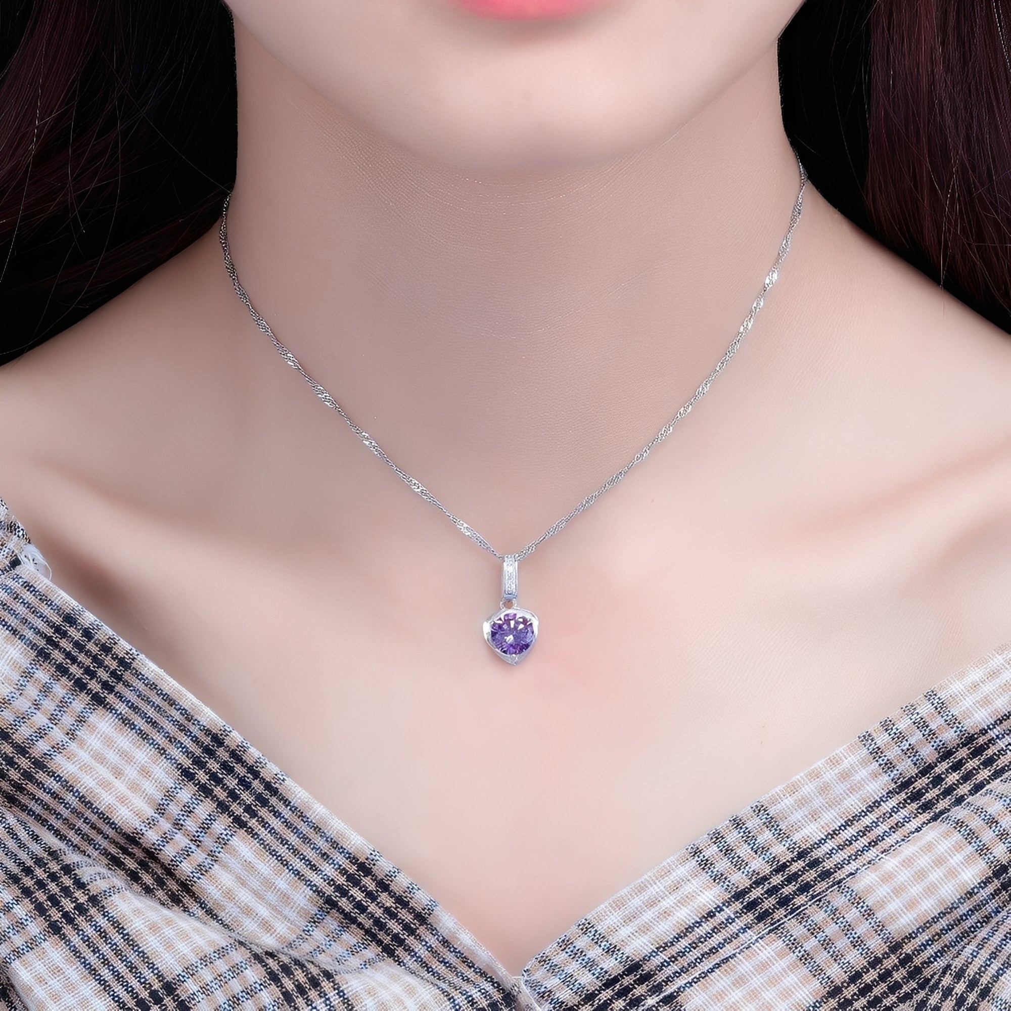 Eliane – Anhänger Herz aus Silber & Amethyst