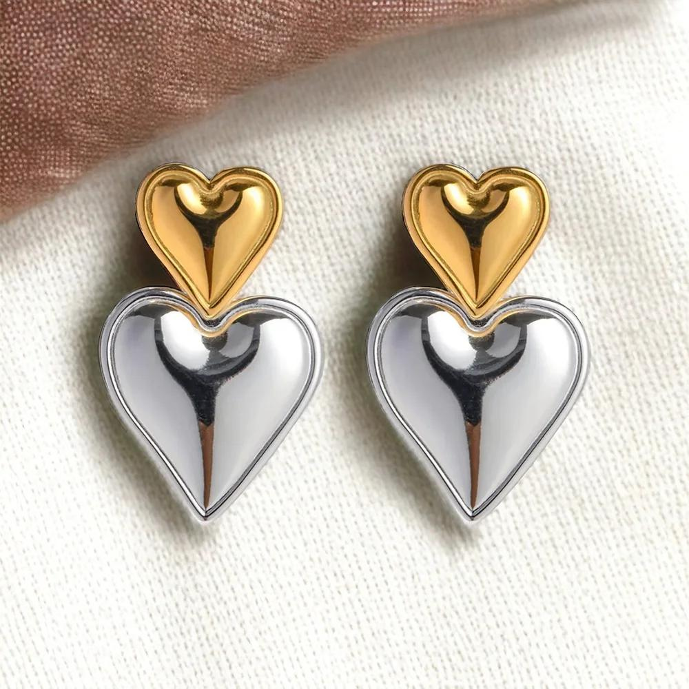 Double Heart Statement Ohrringe - Statement-Ohrring mit zwei Herzen