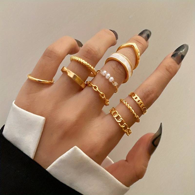 10Stück Mode Ringe - Trendy Mix & Match Ringe