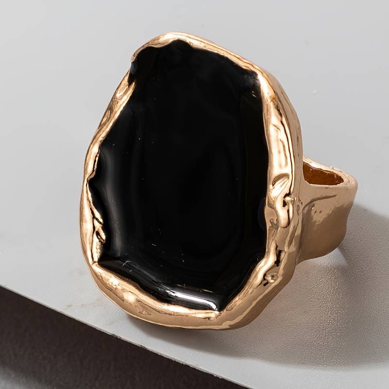 Vintage Schwarzer Stein Übergroßer Ring - Vintage Übertriebener Schwarzer Ring