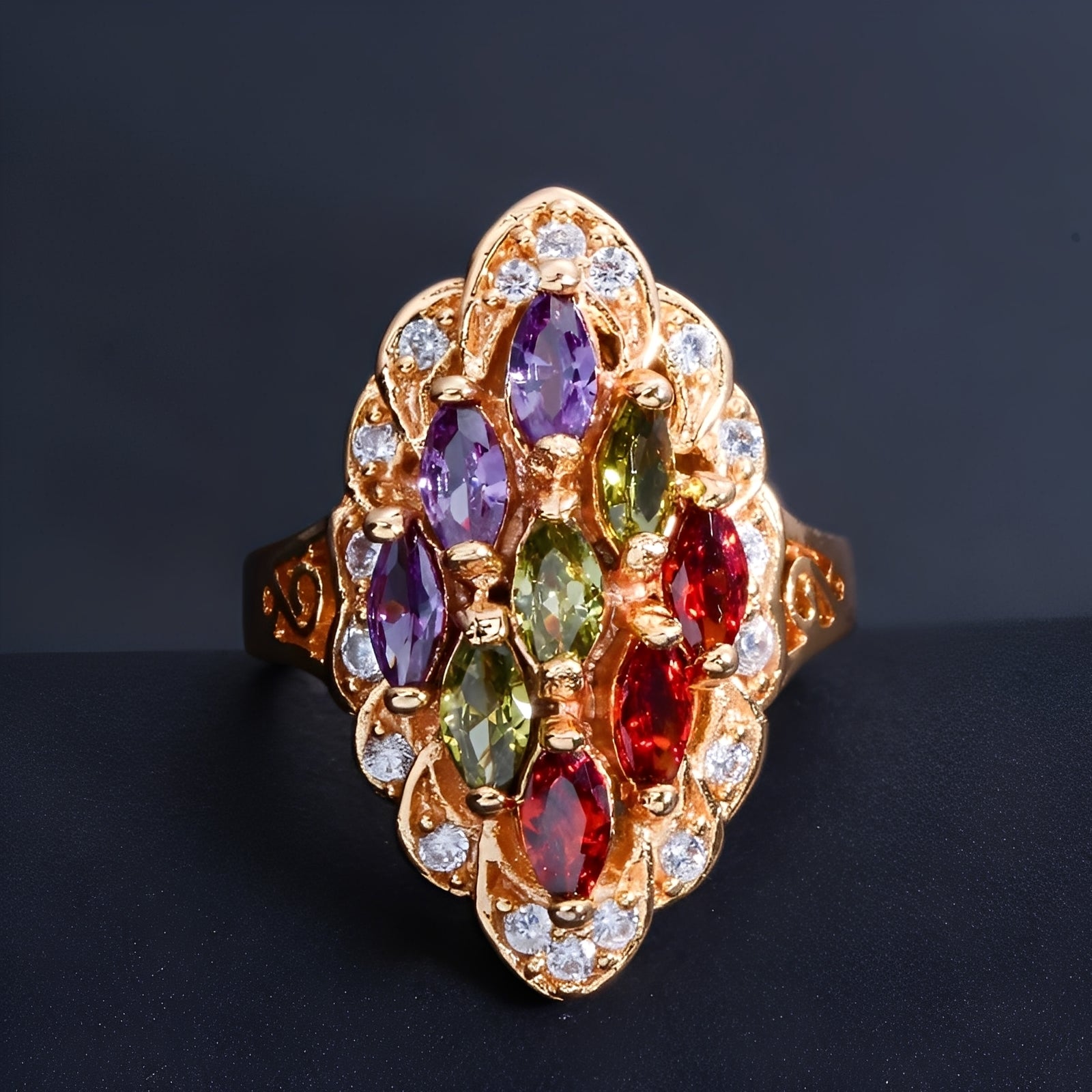 Naelle – Ring Trio Amethyst Peridot Rubin