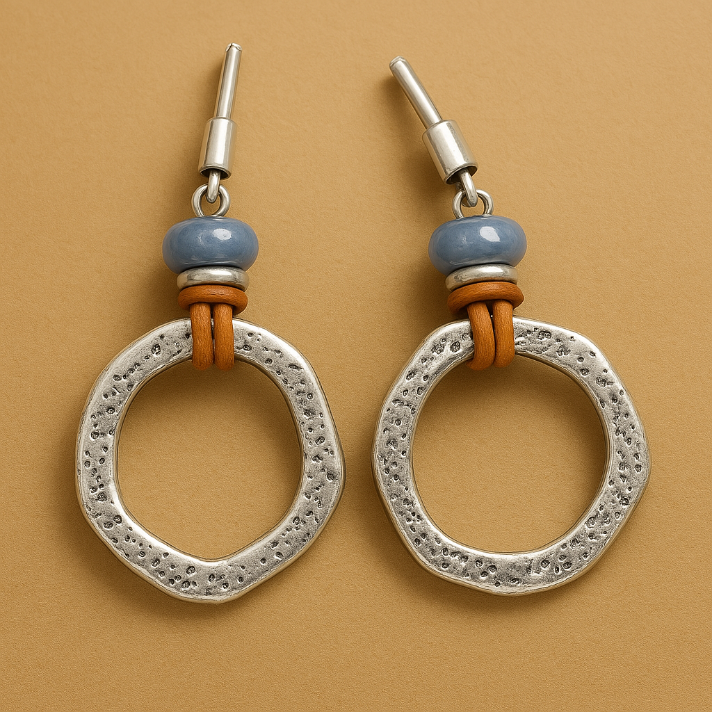 Mira – Silberne Kreis-Ohrringe im Boho-Vintage-Stil