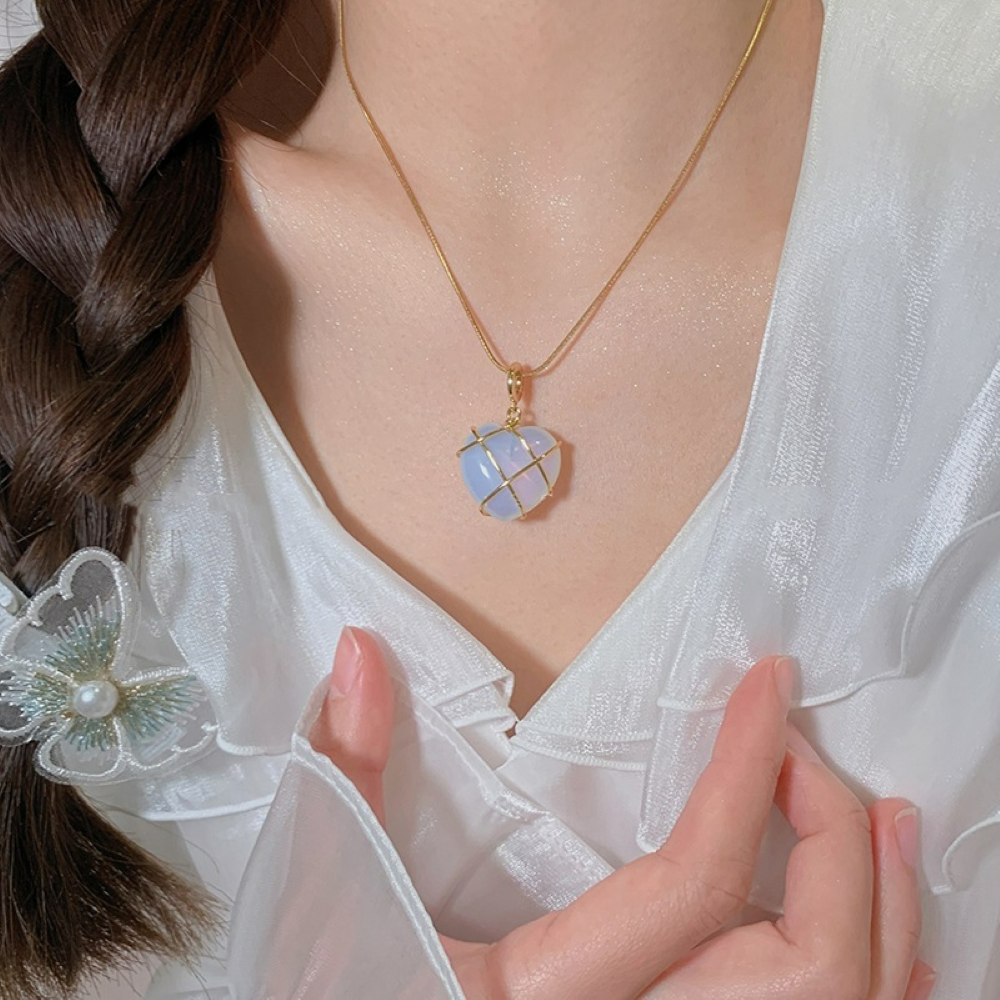 Herz-Edelstein-Halskette - Prinzessin Herz-Halskette