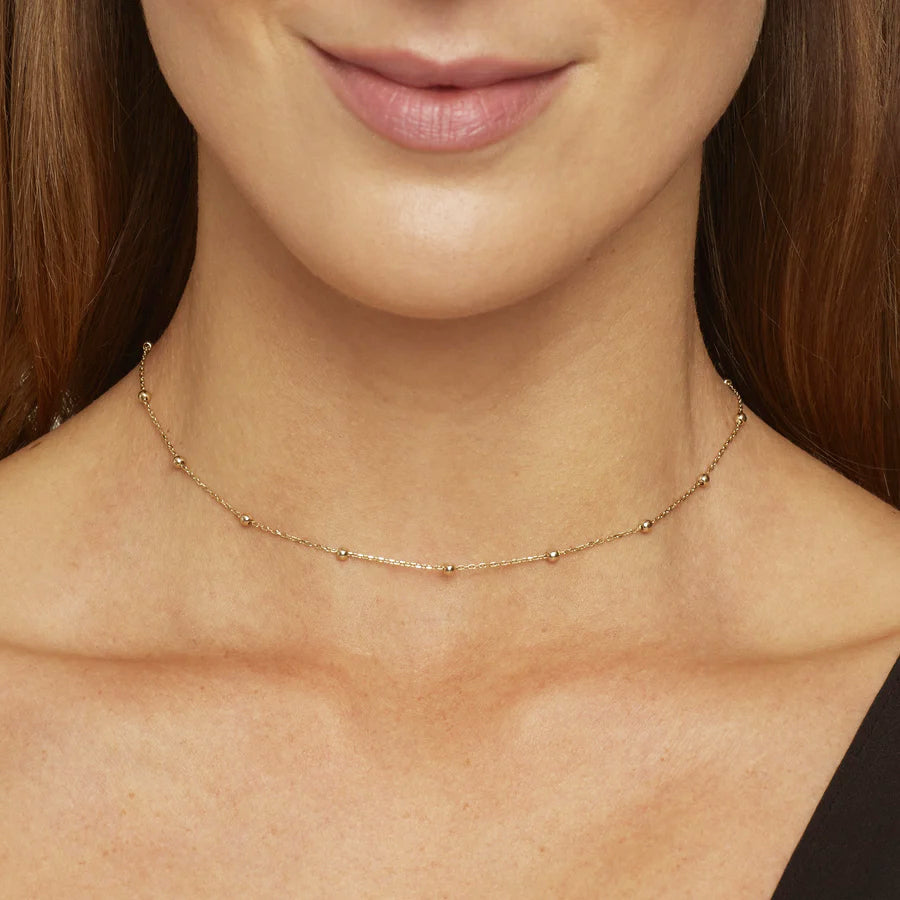 Kugel-Halskette mit Intarsien - Halskette mit runden Perlen