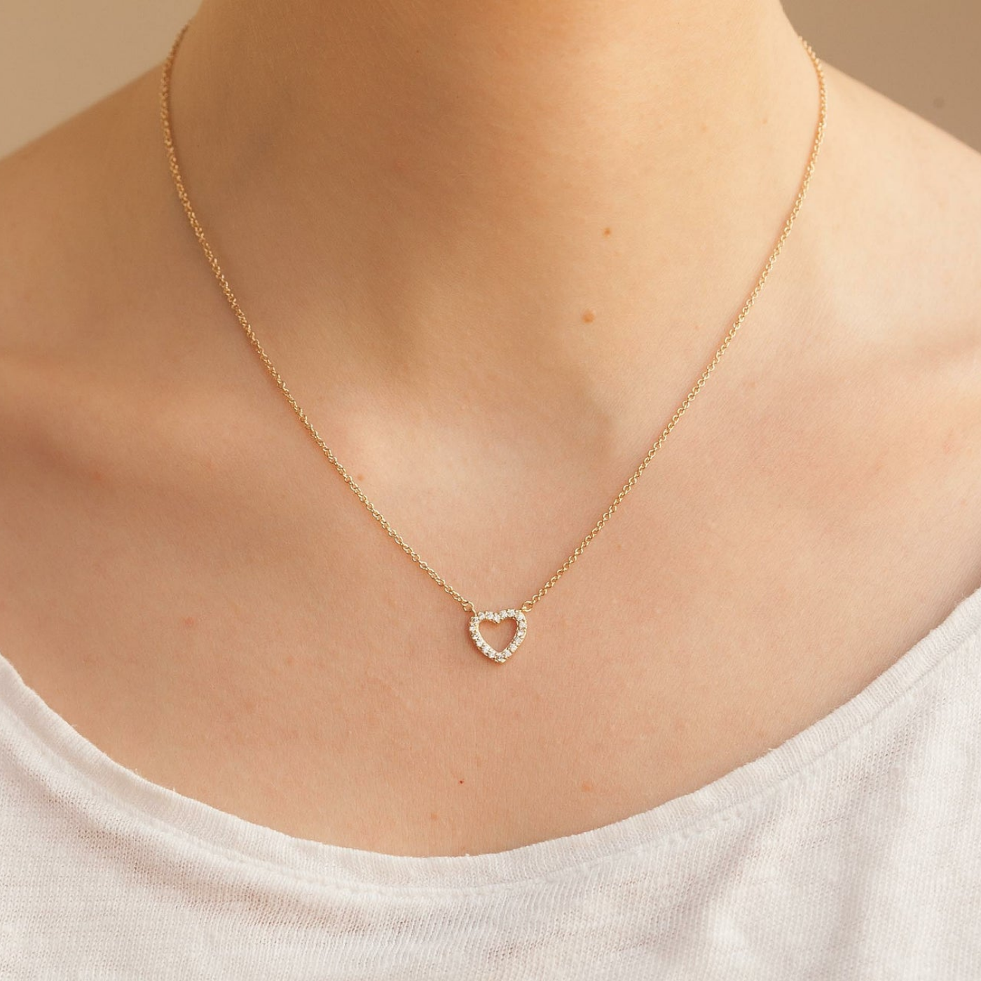 Kleine Liebeskette - Gold-Diamant-Herz-Halskette