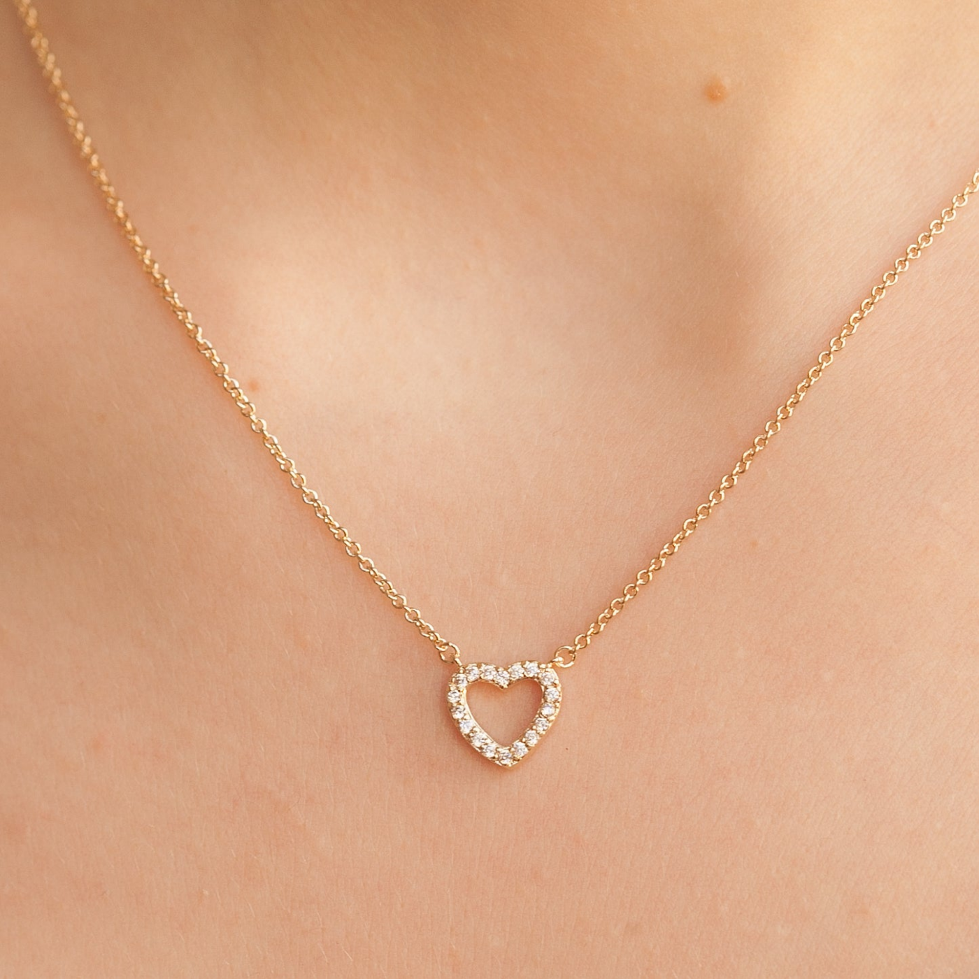 Kleine Liebeskette - Gold-Diamant-Herz-Halskette