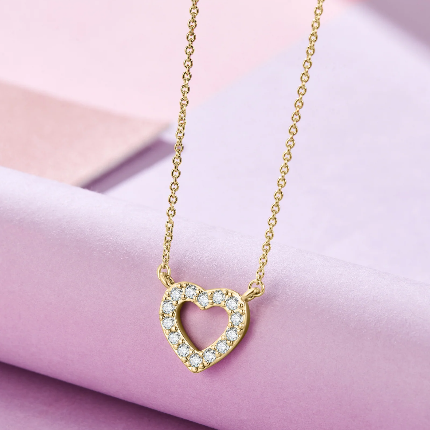 Kleine Liebeskette - Gold-Diamant-Herz-Halskette