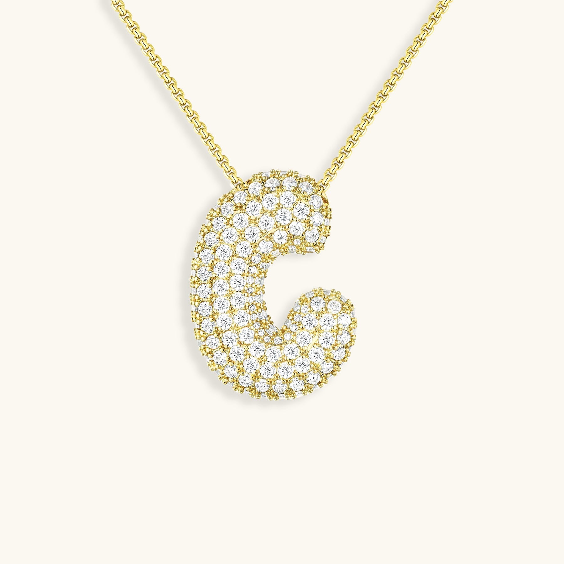 Bubble Initial Diamant Halskette