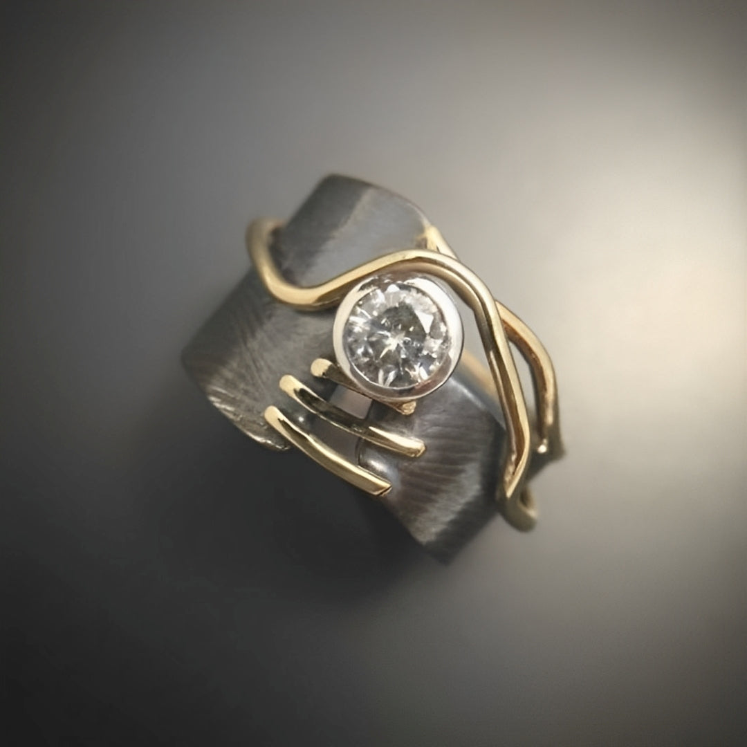 Maelis – Vintage-Ring in dunklem Silber mit Zirkonia