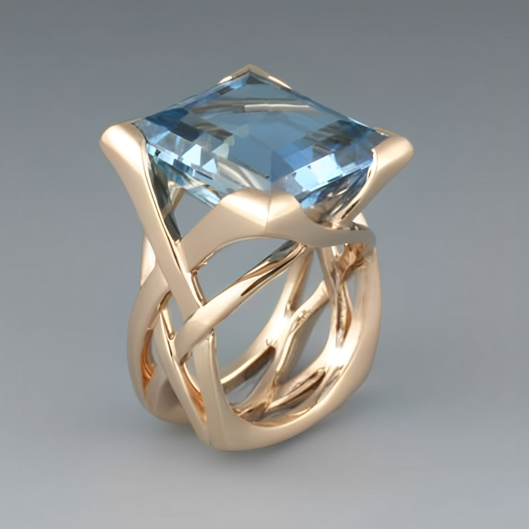 Melina – Vintage-Ring in Roségold mit blauem Zirkonia