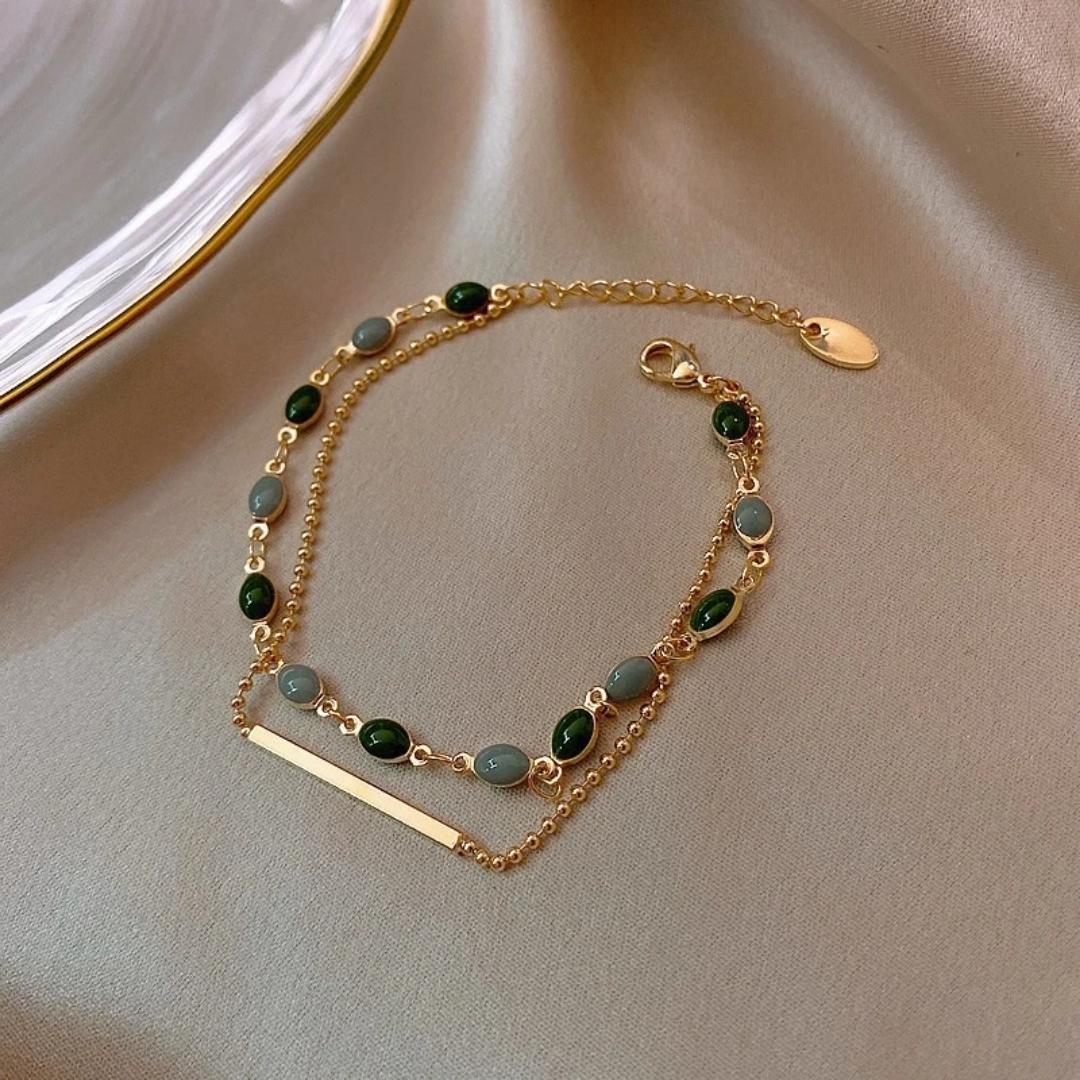 Manon – Armband aus grünem Stein in Gold