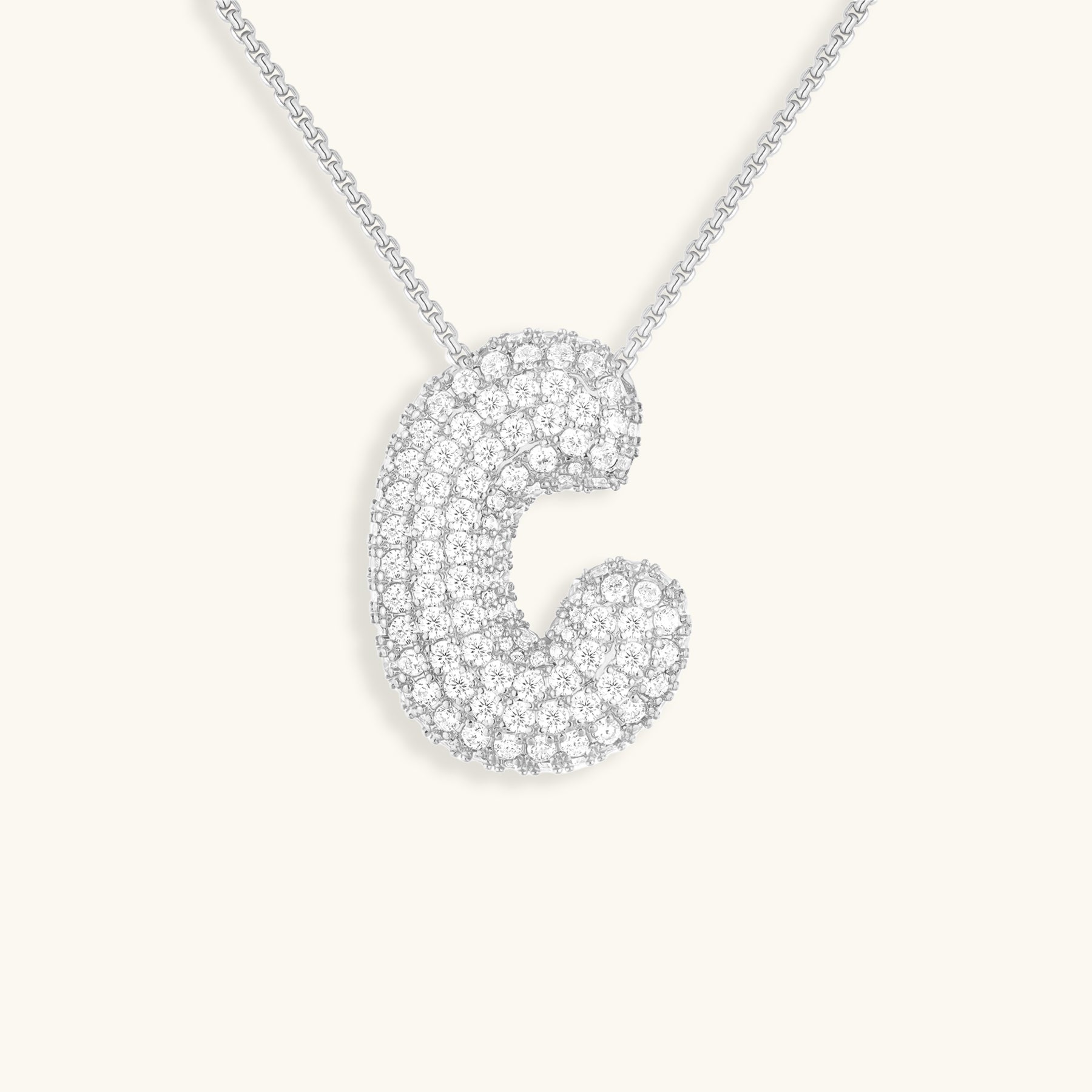 Bubble Initial Diamant Halskette