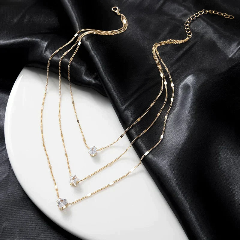 Sally – Goldkette Drei Anhänger Zirkonia